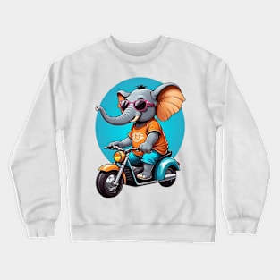 Motorbike Riding Elephant Crewneck Sweatshirt